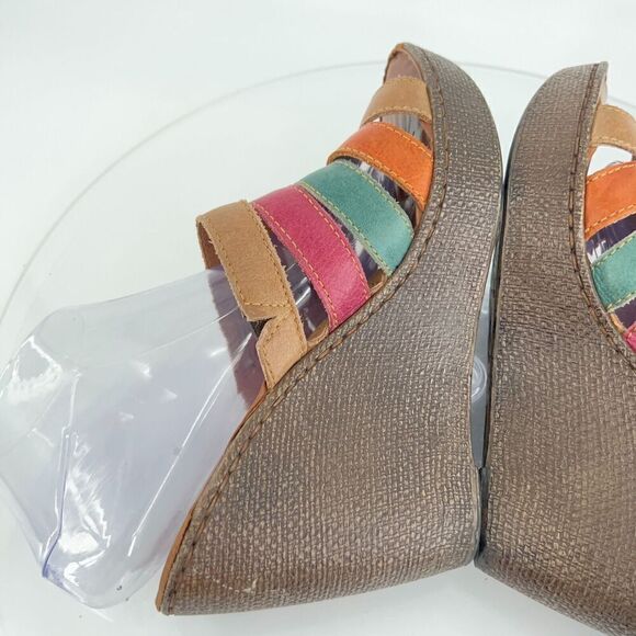 Born Women's Lumi Sandal Size 10 Wedge Platform Slide Strappy Multicolor Leather - Picture 11 of 16